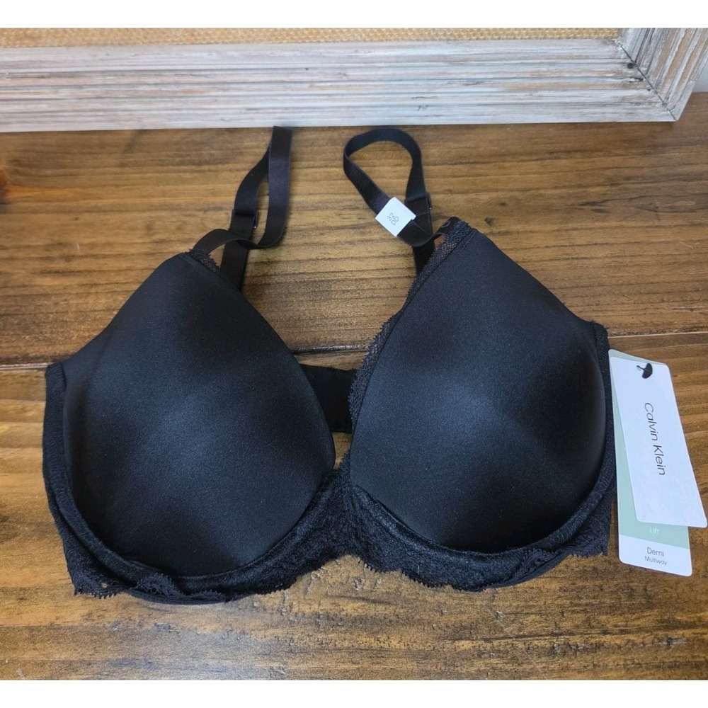 Calvin‎ Klein 32DD Women's DEMI Lift Underwire Bra Multiway Black NEW NWT